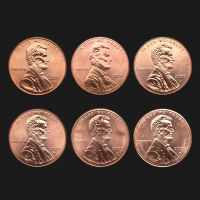 【随心拍&GetCoin】现代金银币拍卖第二十五期 M-2全新 美国1美分6枚硬币 纪念林肯诞生 年份随机【一个id只能抢一个】