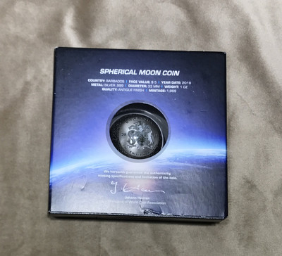【随心拍&GetCoin】现代金银币拍卖第二十五期 巴巴多斯2019年登月50周年球形1盎司仿古纪念银币