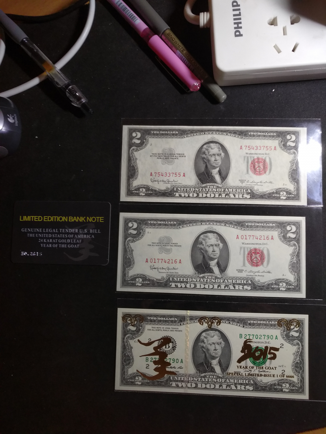 【鲸贝乐淘】千字文·第“露结为霜”号拍卖 【美元】全新美元20美金，2015年羊年纪念，有收藏卡