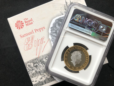 【随心拍&GetCoin】现代金银币拍卖第二十五期 【英国】2019年佩皮斯日记发表350周年【首期蓝标ngc69】