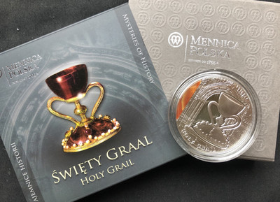 【随心拍&GetCoin】现代金银币拍卖第二十五期 【纽埃】2013年2新西兰元，2盎司 神秘历史—“圣杯”镶嵌大块天然红玛瑙 精制银币