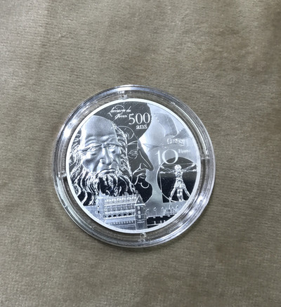 【随心拍&GetCoin】现代金银币拍卖第二十五期 法国2019年欧洲之星文艺复兴达芬奇10欧纪念银币