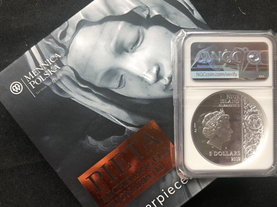 【随心拍&GetCoin】现代金银币拍卖第二十五期 【纽埃】圣母怜子像银币【首期ngc69】