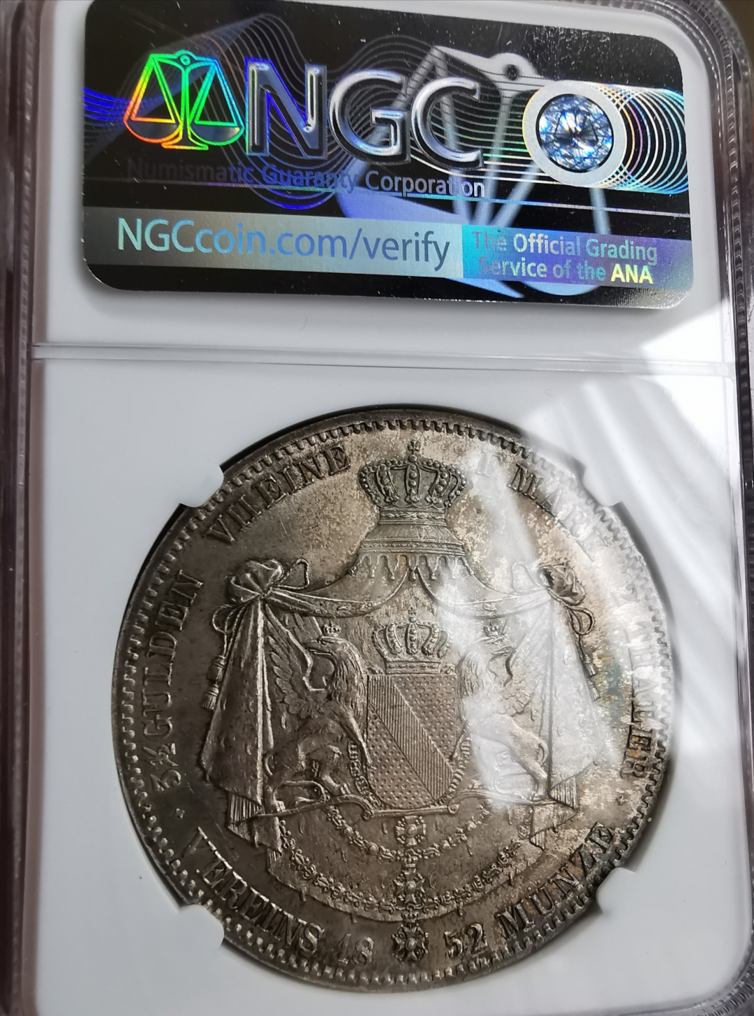 凡希社世界钱币微拍第九十三期 荐！1852巴登利奥波德两泰勒大银NGC-MS63