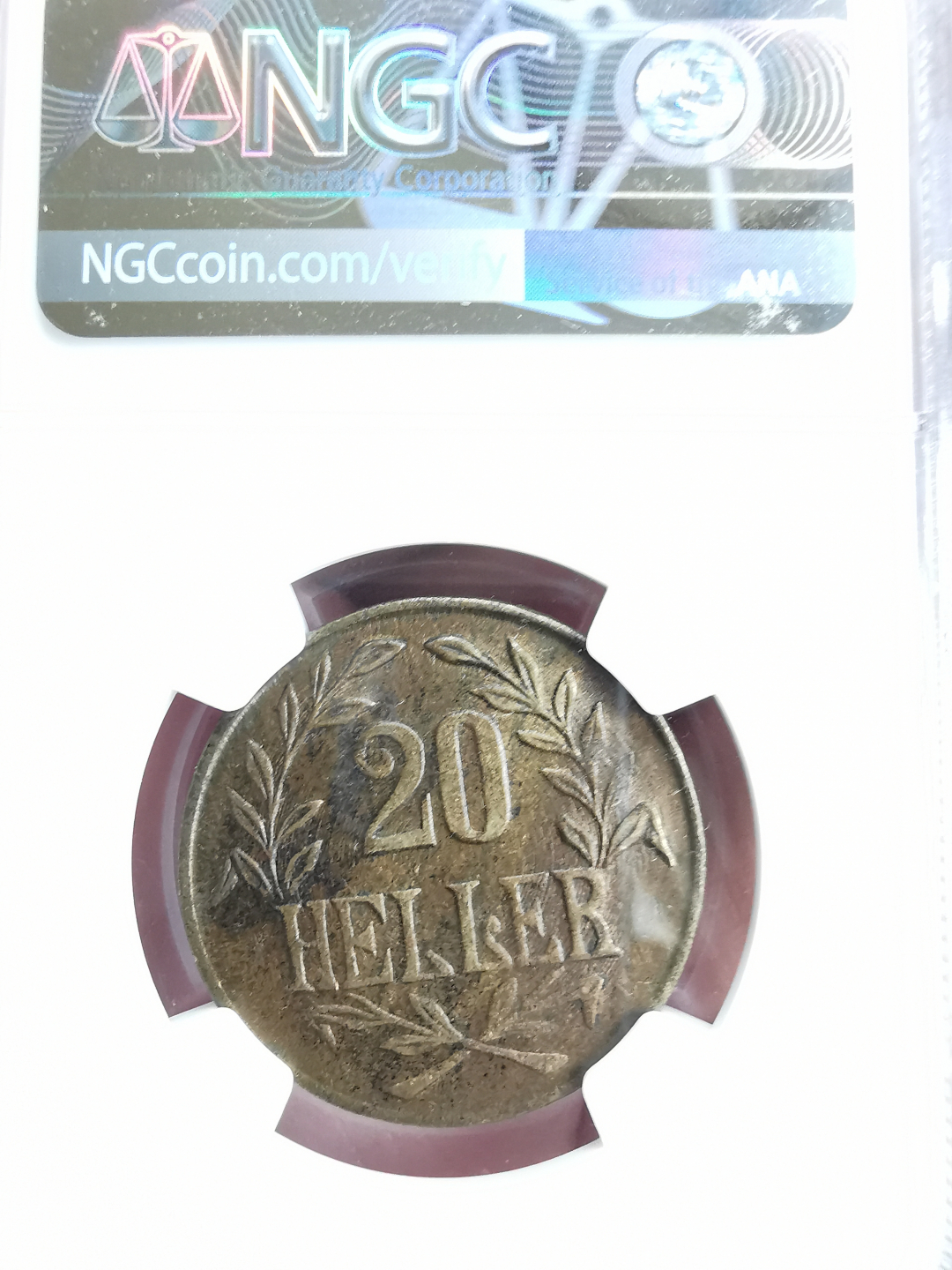 凡希社世界钱币微拍第九十三期 1916T徳属东非20H一战炮弹币NGC-MS64大皇冠