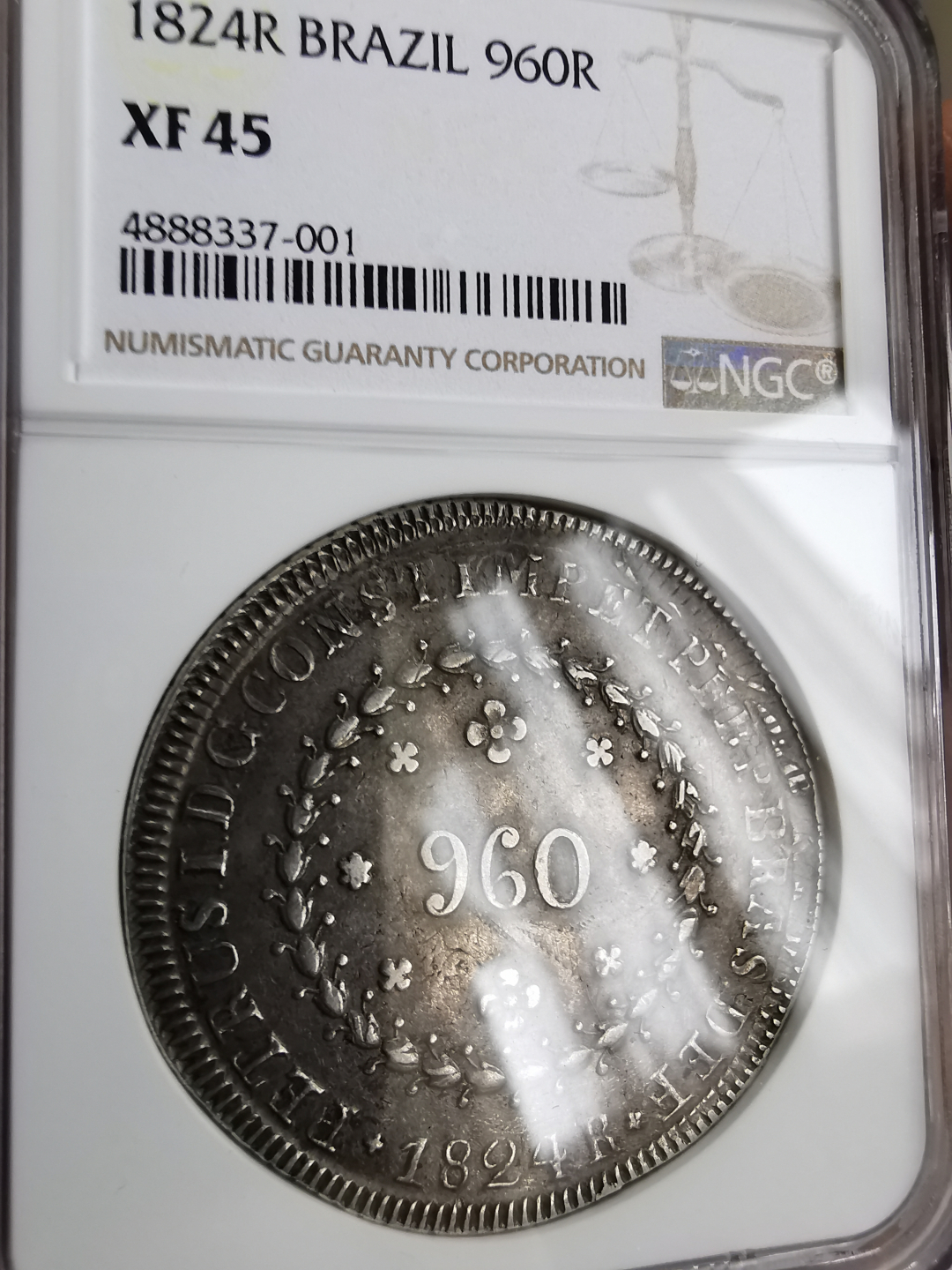 凡希社世界钱币微拍第九十三期 1824R巴西960R大银NGC-XF45复压趣味品