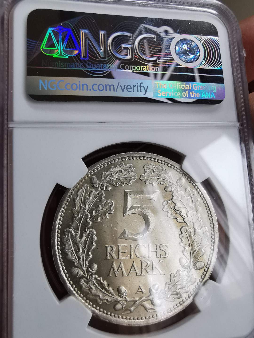 凡希社世界钱币微拍第九十三期 1925A魏玛莱茵兰5马克NGC-MS63