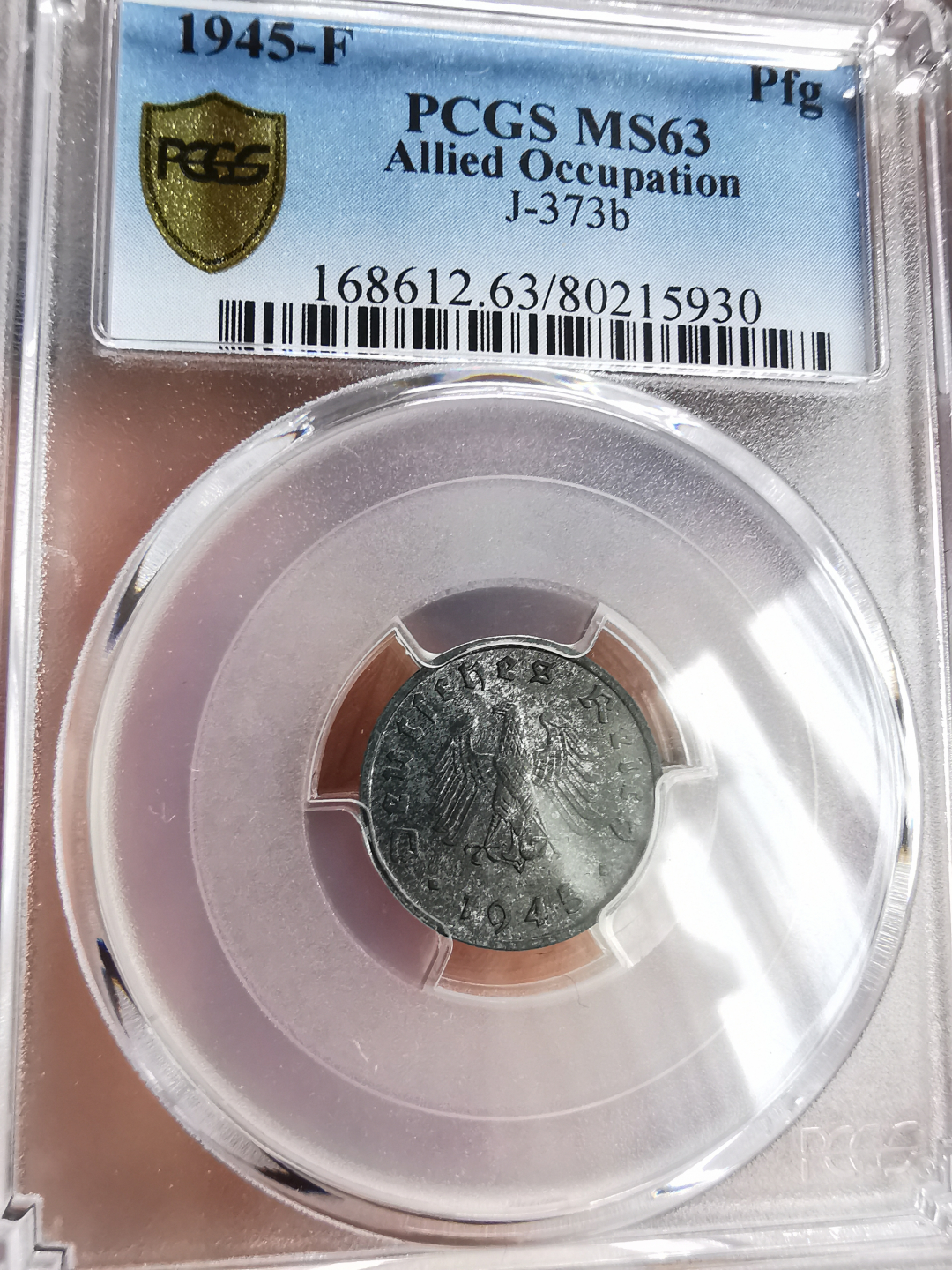 凡希社世界钱币微拍第九十三期 1945盟军占领区1芬尼锌币PCGS-MS63