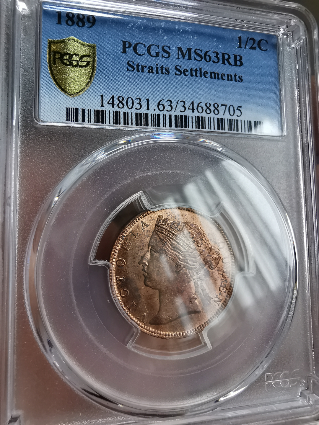 凡希社世界钱币微拍第九十三期 1889海峡殖民地1/2分PCGS-MS63RB