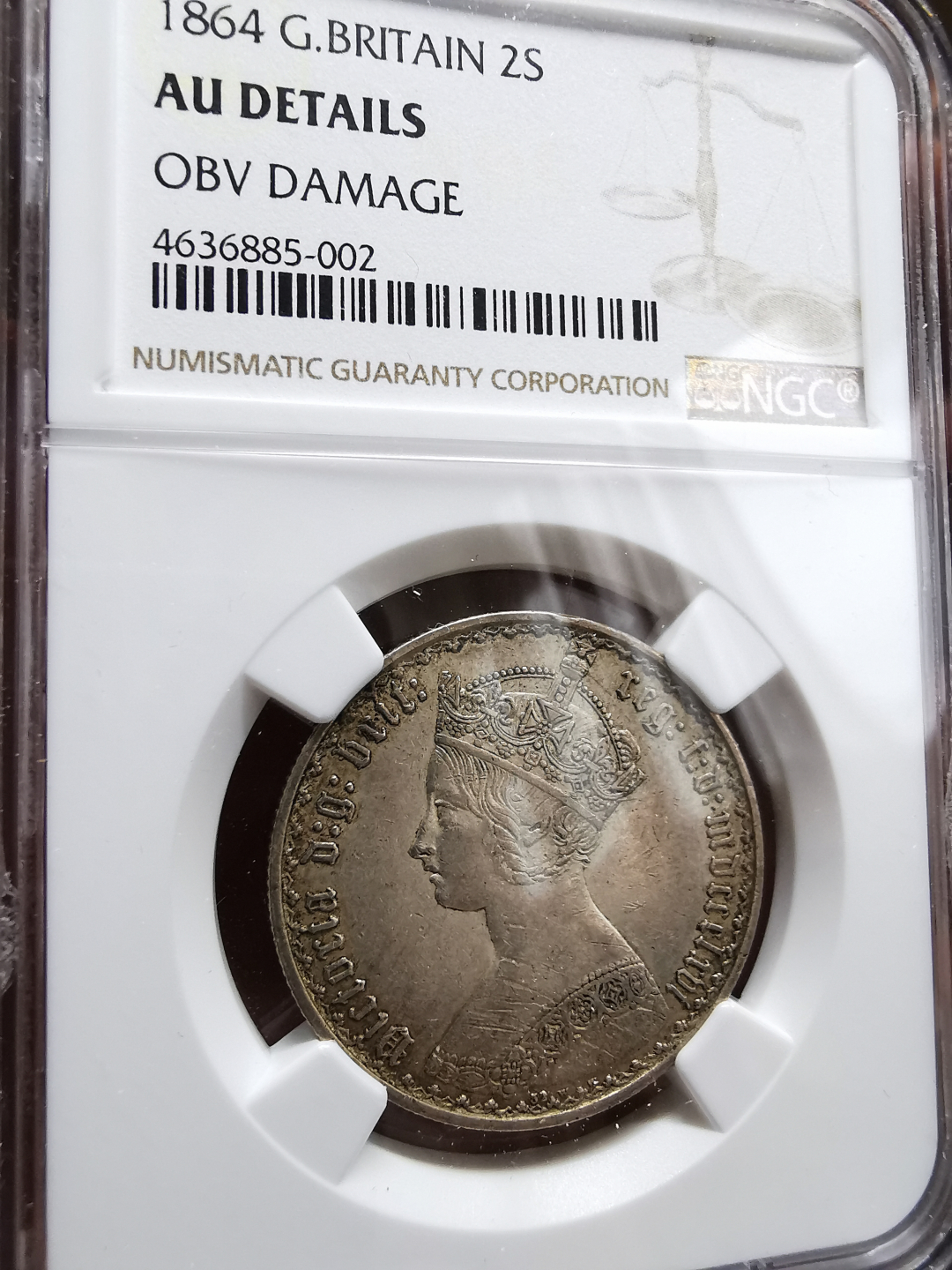 凡希社世界钱币微拍第九十三期 1864小维佛罗林NGC-AUD