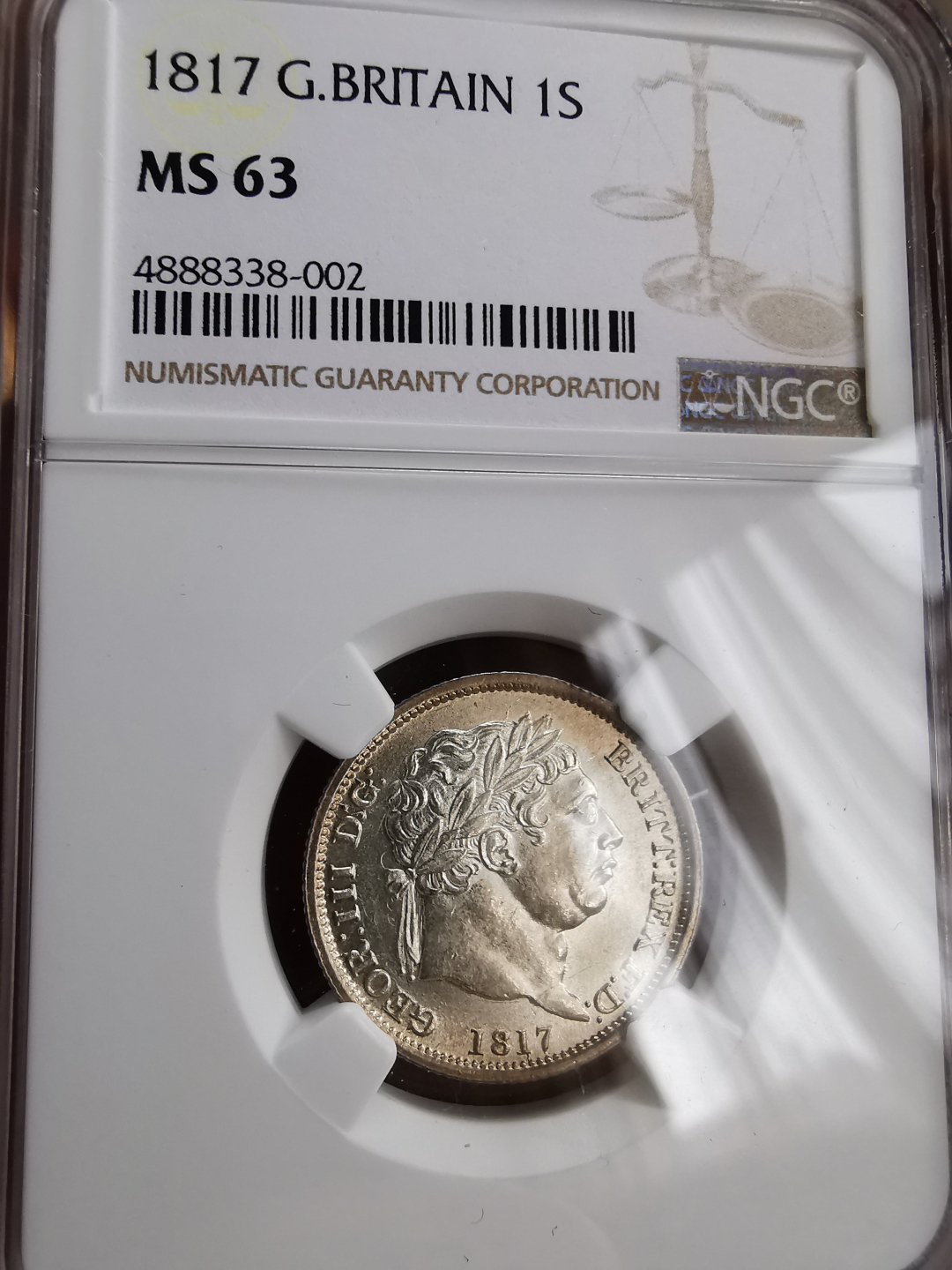 凡希社世界钱币微拍第九十三期 1817乔三牛头先令NGC-MS63