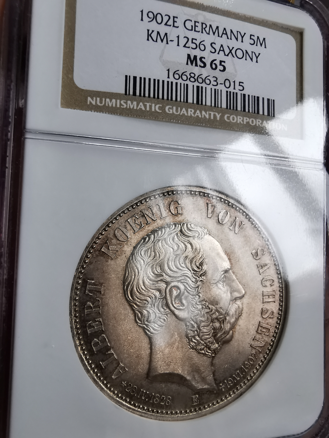 凡希社世界钱币微拍第九十三期 荐！1902E萨克森纪念5马克NGC-MS65