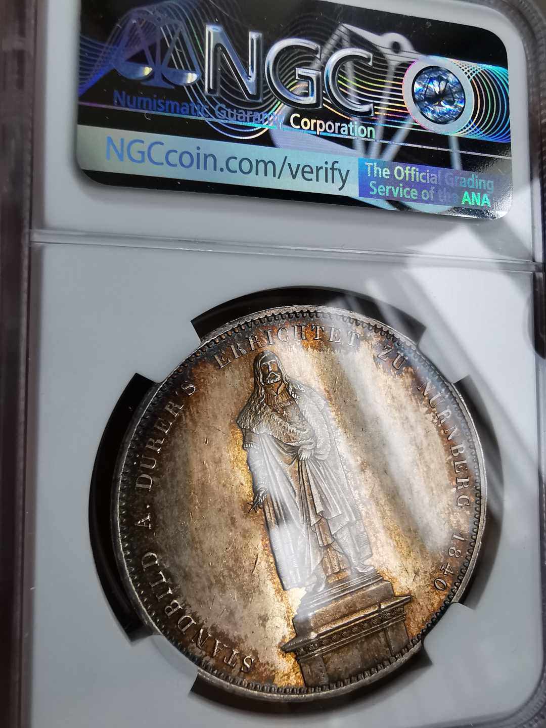 凡希社世界钱币微拍第九十三期 荐！1840巴伐利亚丢勒纪念两泰勒大银NGC-MS61