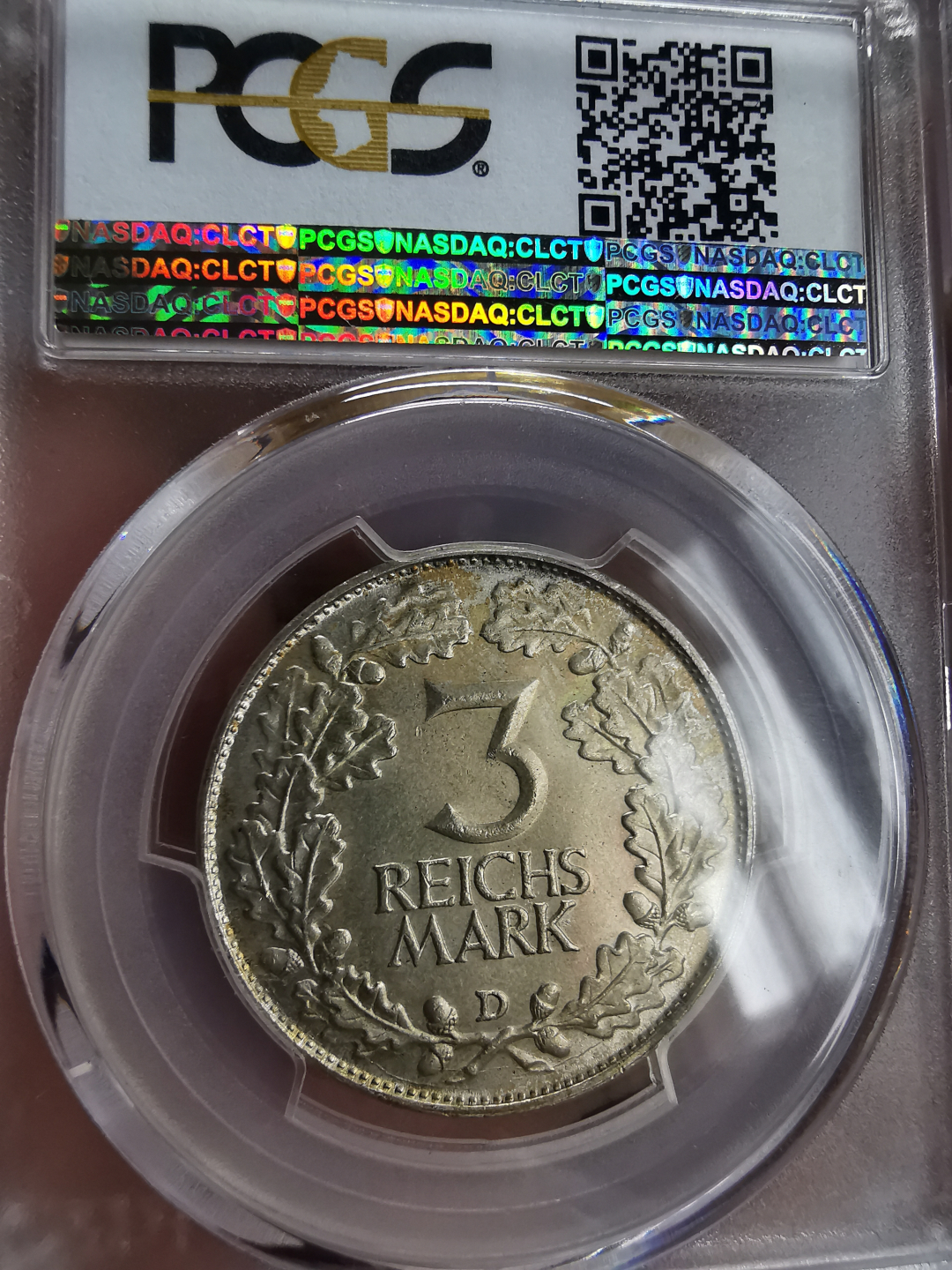 凡希社世界钱币微拍第九十三期 1925D魏玛莱茵兰3马克PCGS-MS65