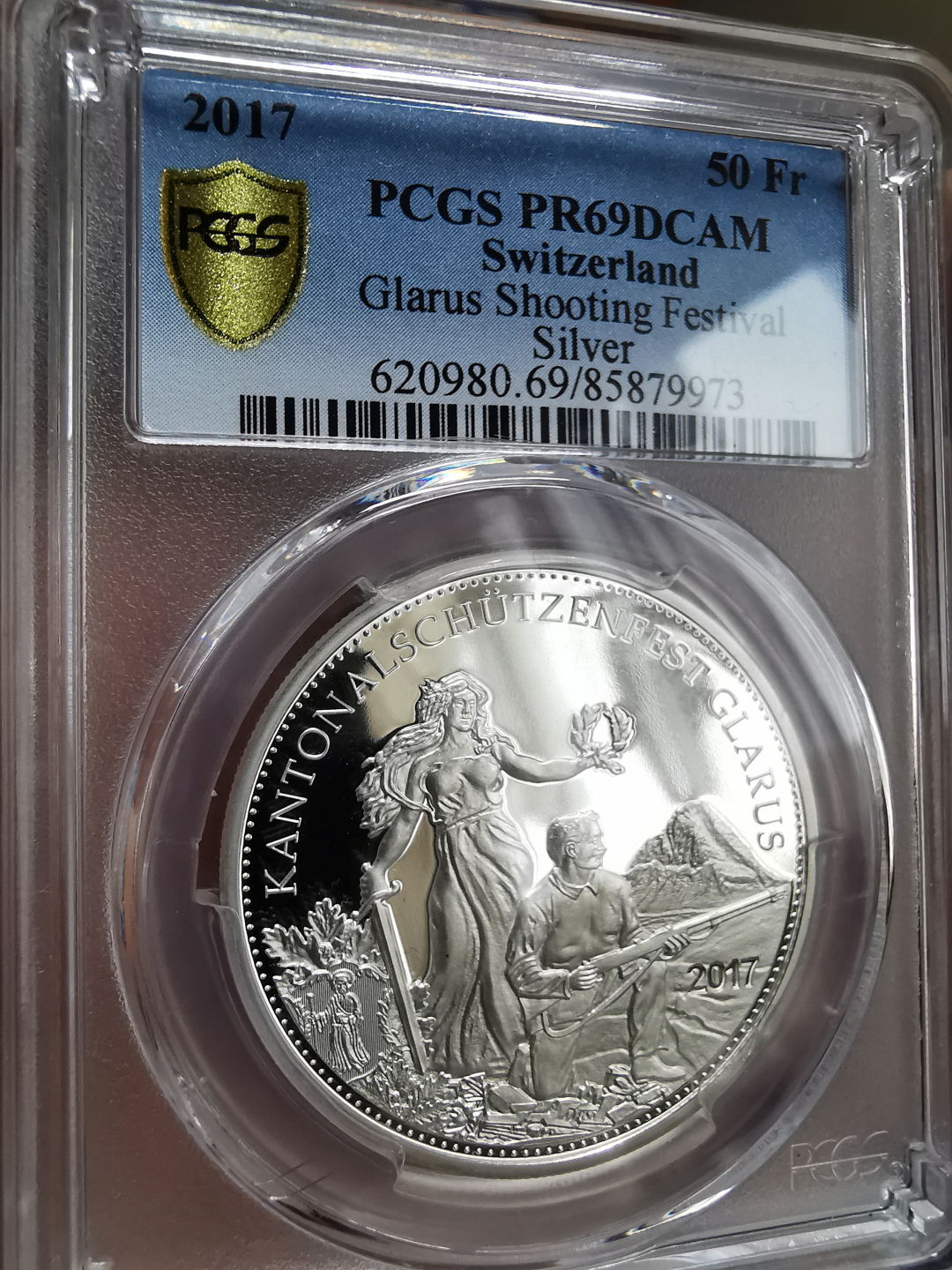 凡希社世界钱币微拍第九十三期 2017瑞士射击节50法郎大银PCGS-PF69DCAM