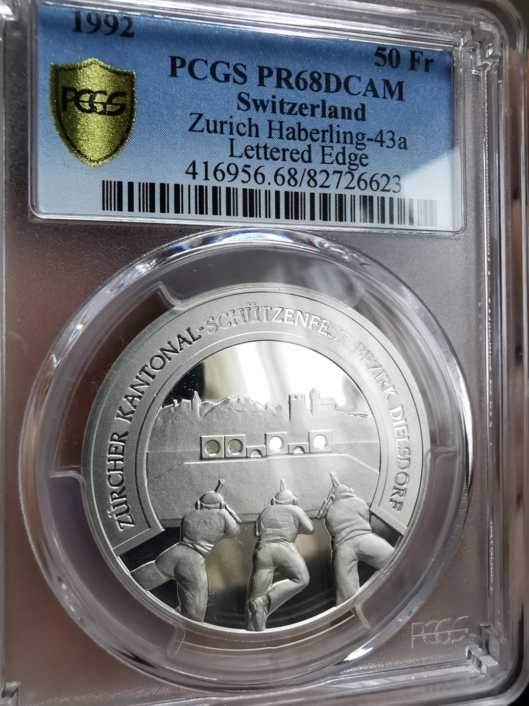 凡希社世界钱币微拍第九十三期 1992瑞士射击节50法郎大银PCGS-PF68DCAM