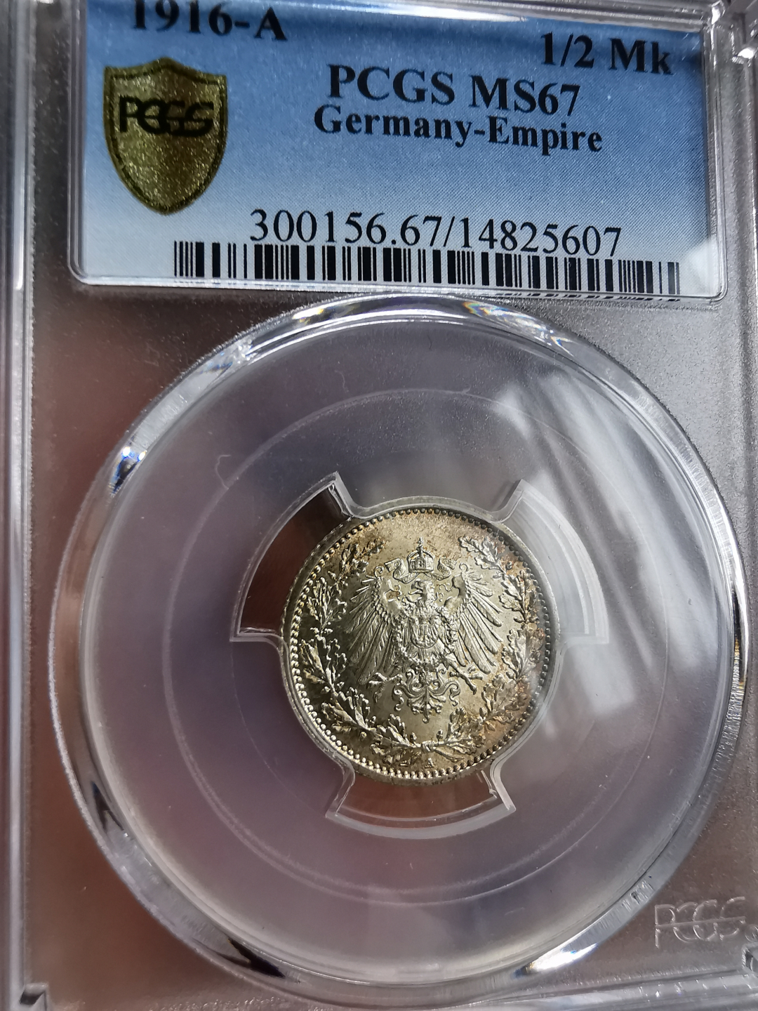 凡希社世界钱币微拍第九十三期 1916A帝国1/2马克银PCGS-MS67超高分