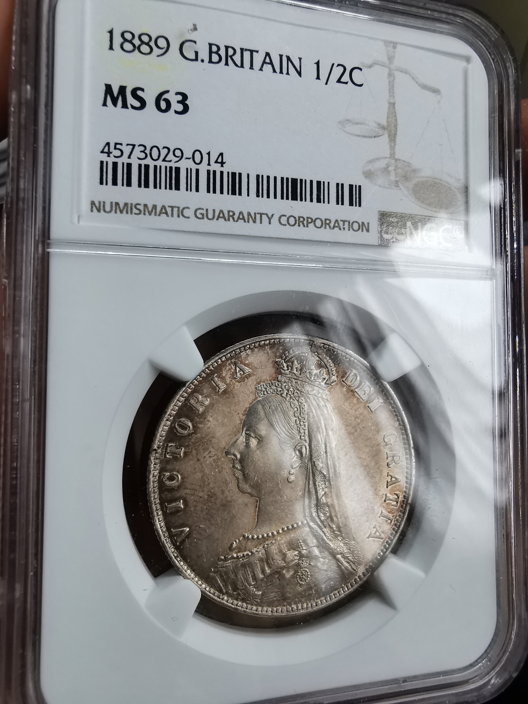 凡希社世界钱币微拍第九十三期 1889英国老维1/2克朗NGC-MS63