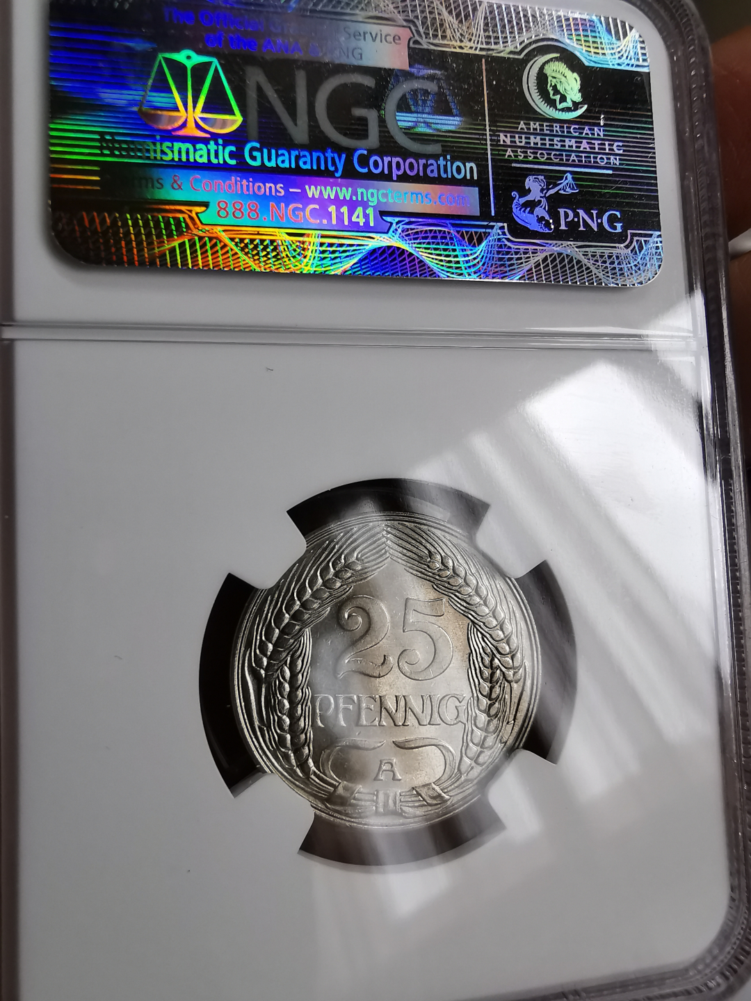 凡希社世界钱币微拍第九十三期 1910A德国稻穗25芬尼NGC-MS64