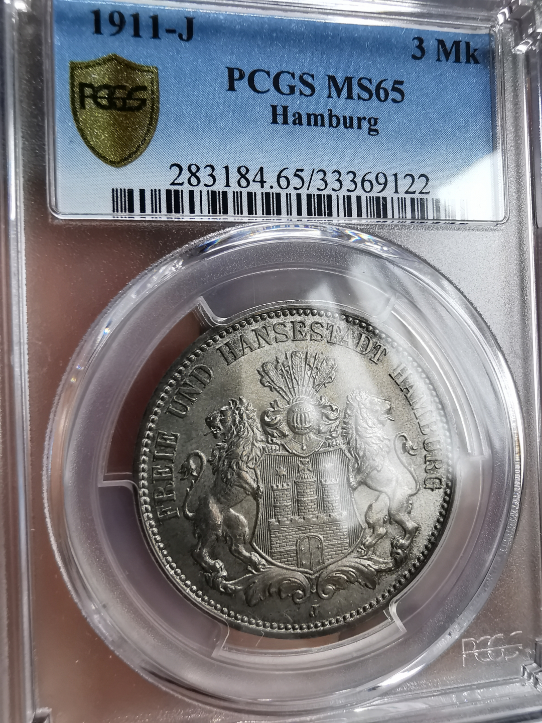 凡希社世界钱币微拍第九十三期 1911J汉堡3马克PCGS-MS65