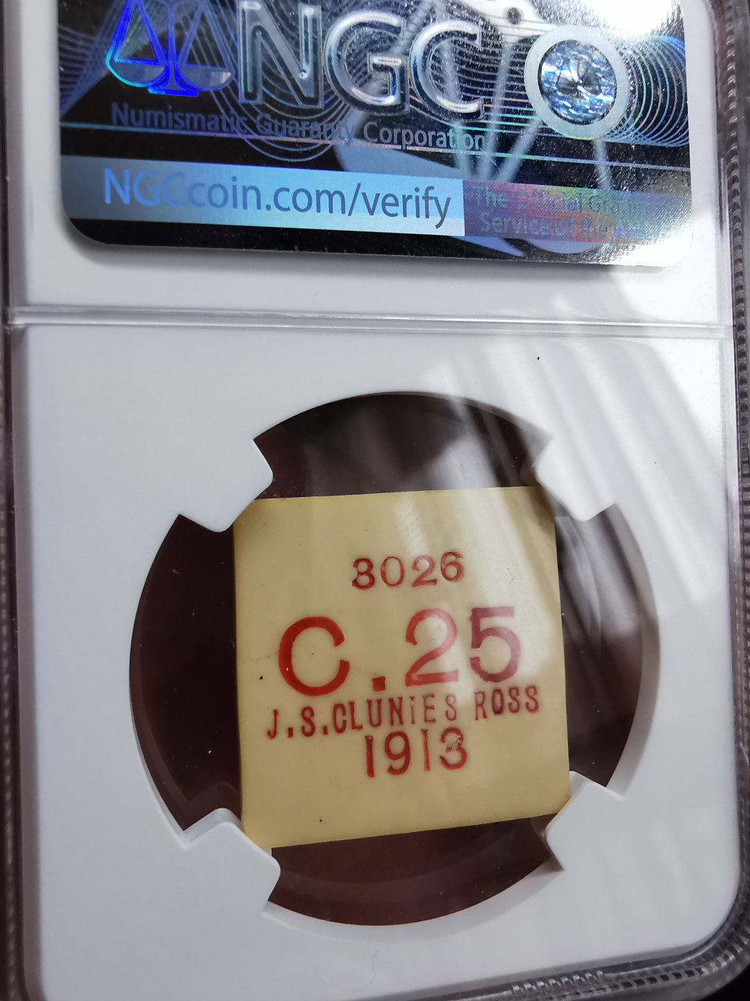 凡希社世界钱币微拍第九十三期 荐！1913基林科科斯25分NGC-MS62稀有品相！