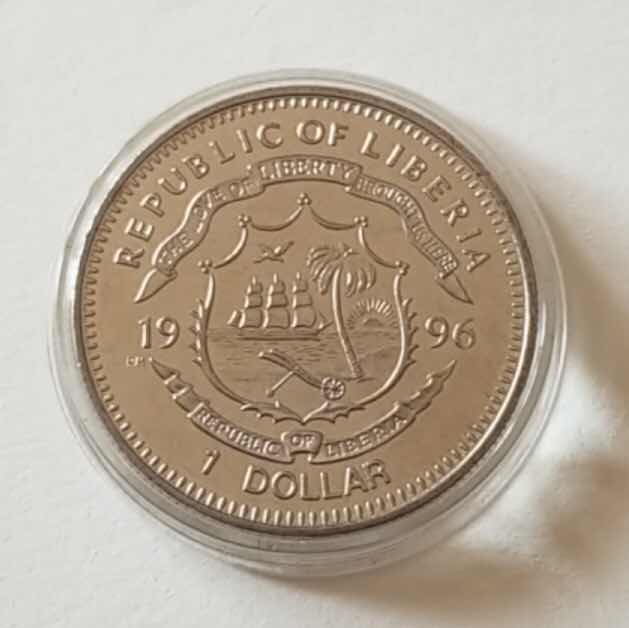 【币观天下】第七十六期拍卖 【利比里亚】1996年毛泽东纪念币，铜镍，UNC。