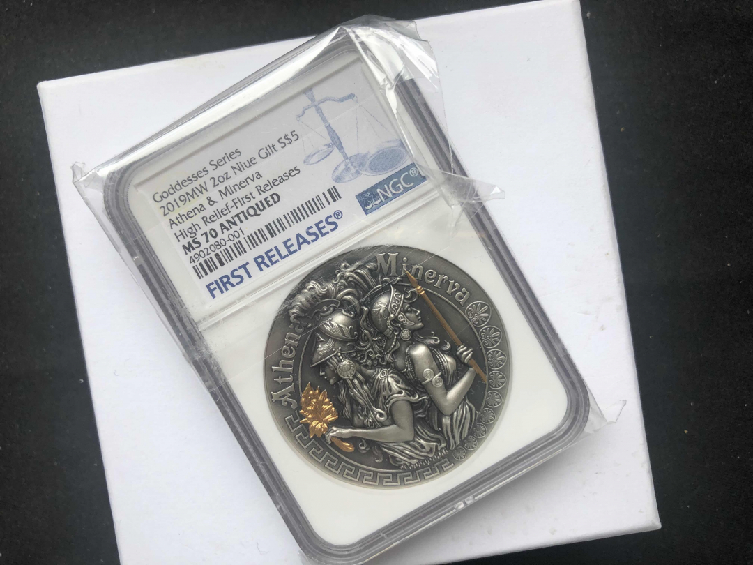 【币观天下】第七十六期拍卖 【纽埃】仿古高浮雕系列女神2雅典娜币【ngc70】