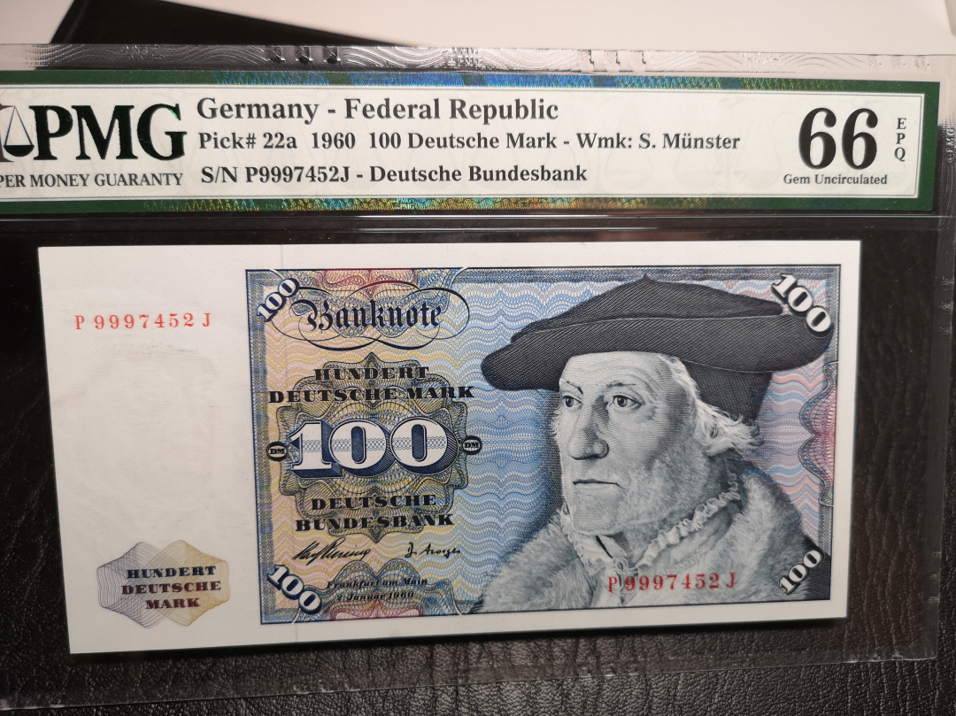 《外钞收藏家》第七十一期拍卖 1960年西德100马克 明斯特 pmg66  较少年份