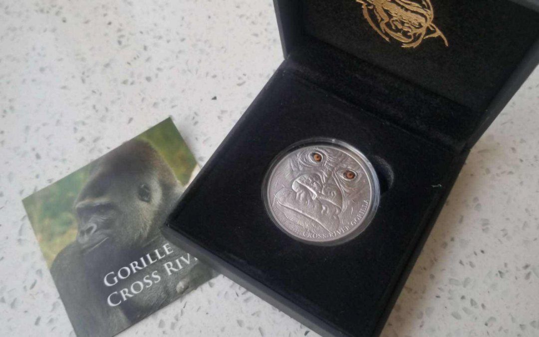 【随心拍&GetCoin】现代金银币拍卖第二十七期 喀麦隆2012年大猩猩仿古浮雕镶嵌1盎司银币