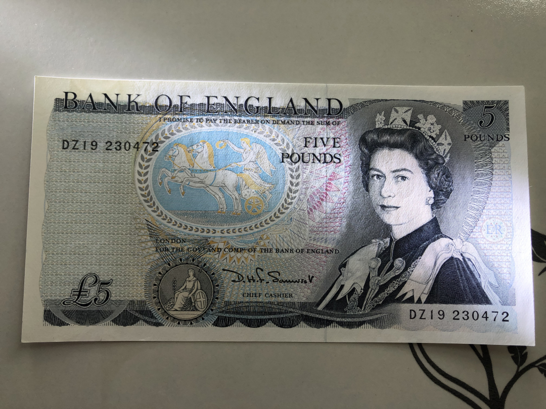 收藏联盟第九十四期拍卖 英国D序列5镑 UNC