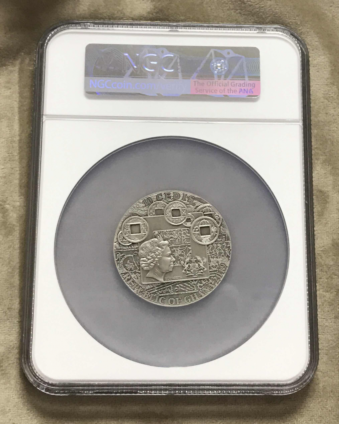 【随心拍&GetCoin】现代金银币拍卖第二十七期 加纳2019年世界名将系列1关羽超高浮雕2盎司镀金银币NGC首期70分
