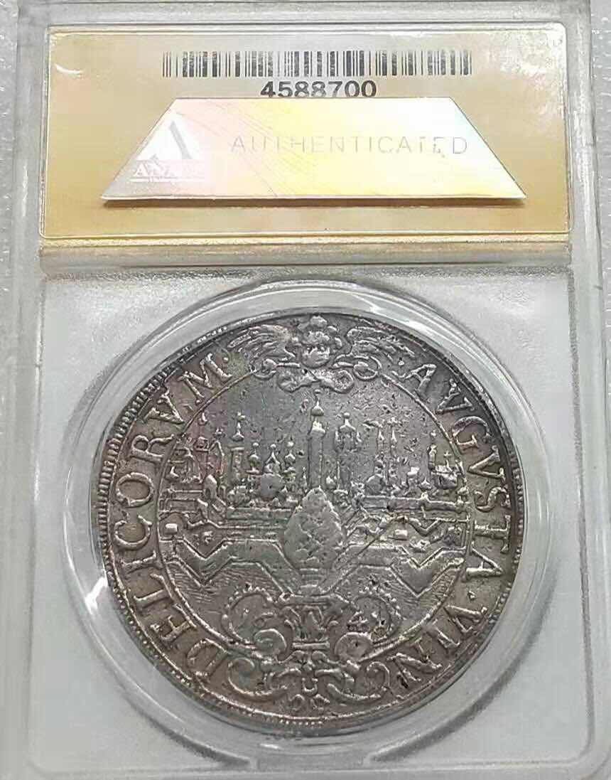 小魏钱币第29期中外金银币专场 ANACS AU50 德国1641年奥格斯堡城市风光 泰勒 大银币 42mm
