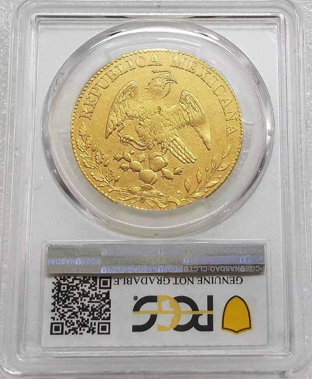 小魏钱币第29期中外金银币专场 PCGS VF 墨西哥1846年鹰洋8埃斯库多大金币26.97克875金
