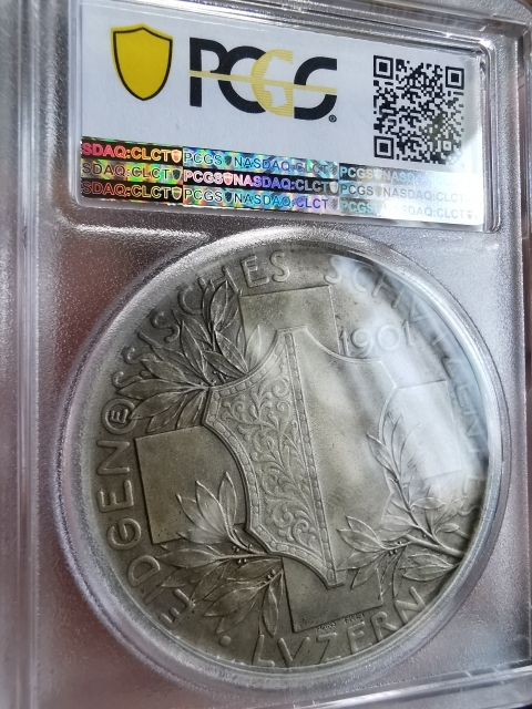 凡希社世界钱币微拍第九十五期 1901瑞士卢塞恩射击节银章PCGS-SP64