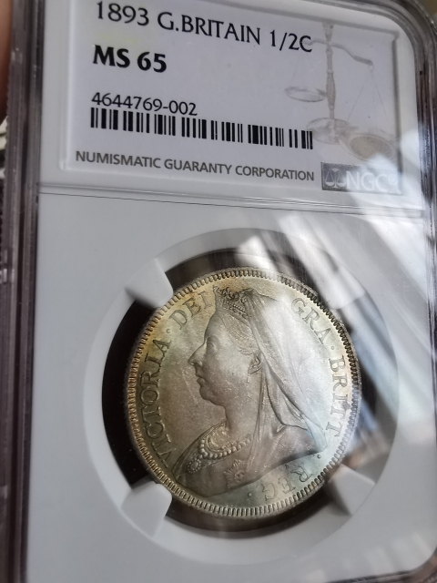 凡希社世界钱币微拍第九十五期 荐！1893英国老维1/2克朗NGC-MS65