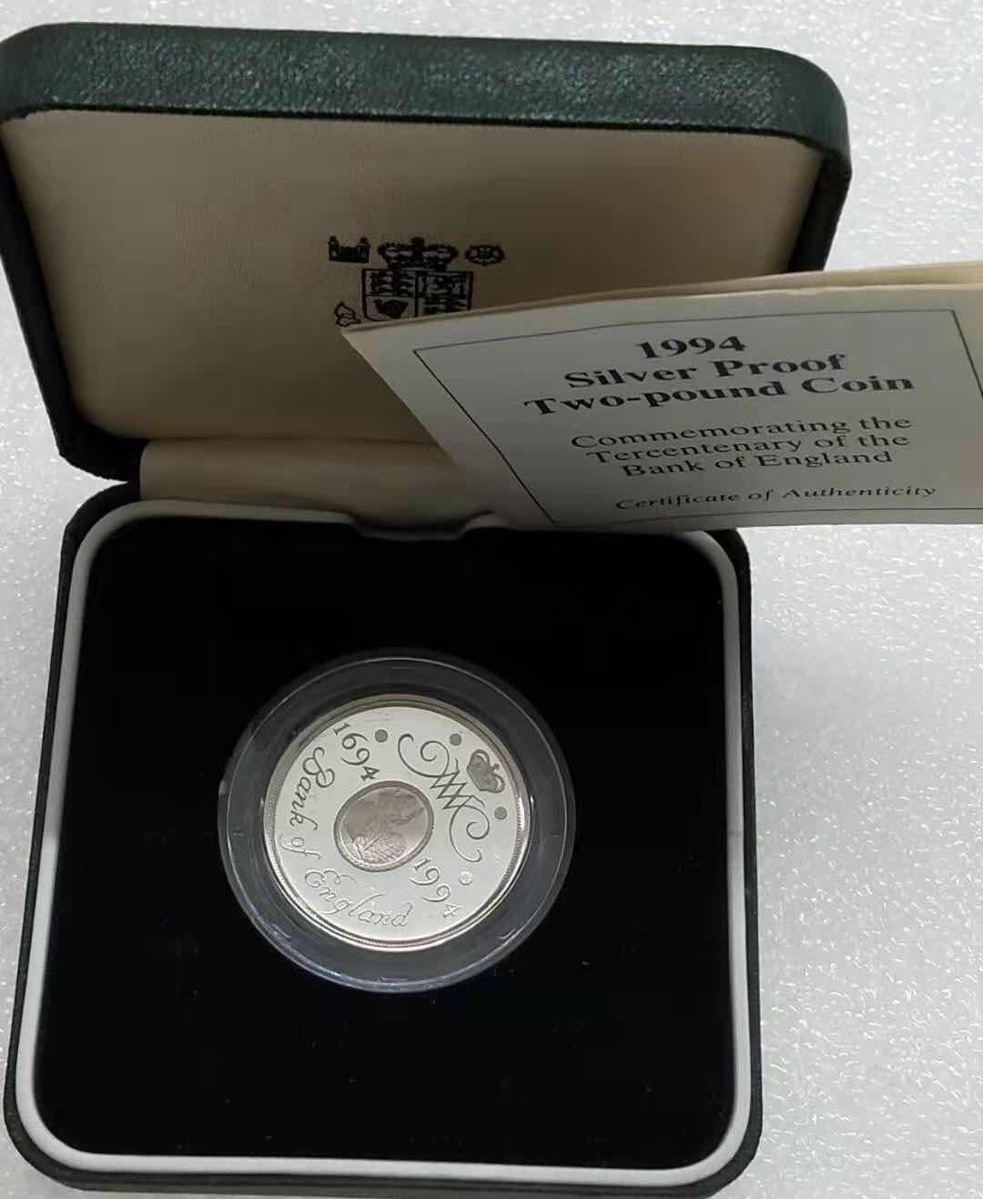 小魏钱币第29期中外金银币专场 英国1994 英格兰银行300年精制纪念银币原盒 证全