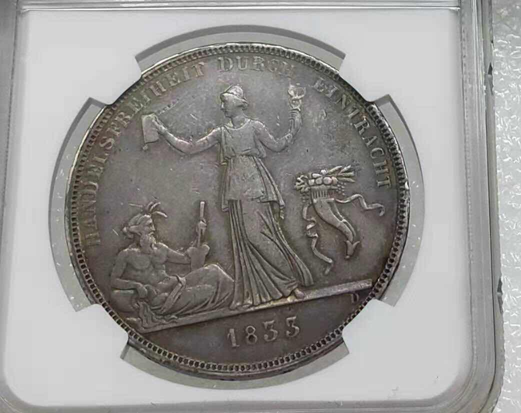 小魏钱币第29期中外金银币专场 NGC XF45 德国1833年符登堡40MM祈祷大泰勒 银币