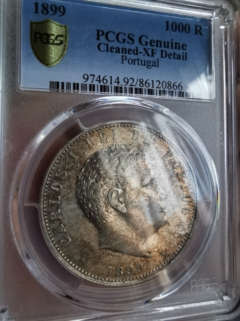 凡希社世界钱币微拍第九十五期 1899葡萄牙卡洛斯1000R大银PCGS-XFD