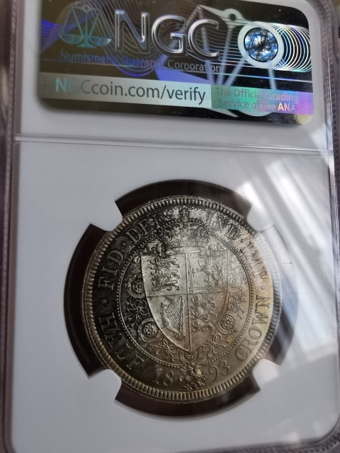 凡希社世界钱币微拍第九十五期 荐！1893英国老维1/2克朗NGC-MS65
