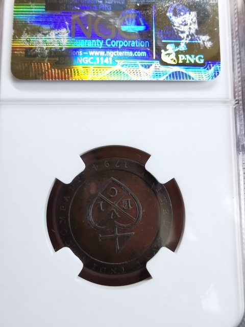 凡希社世界钱币微拍第九十五期 荐！1794印度马德拉斯辖区1/96卢比NGC-PF64 SOHO精铸