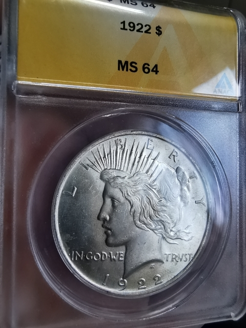 凡希社世界钱币微拍第九十五期 1922美国和平鹰DOLLAR ANACS-MS64