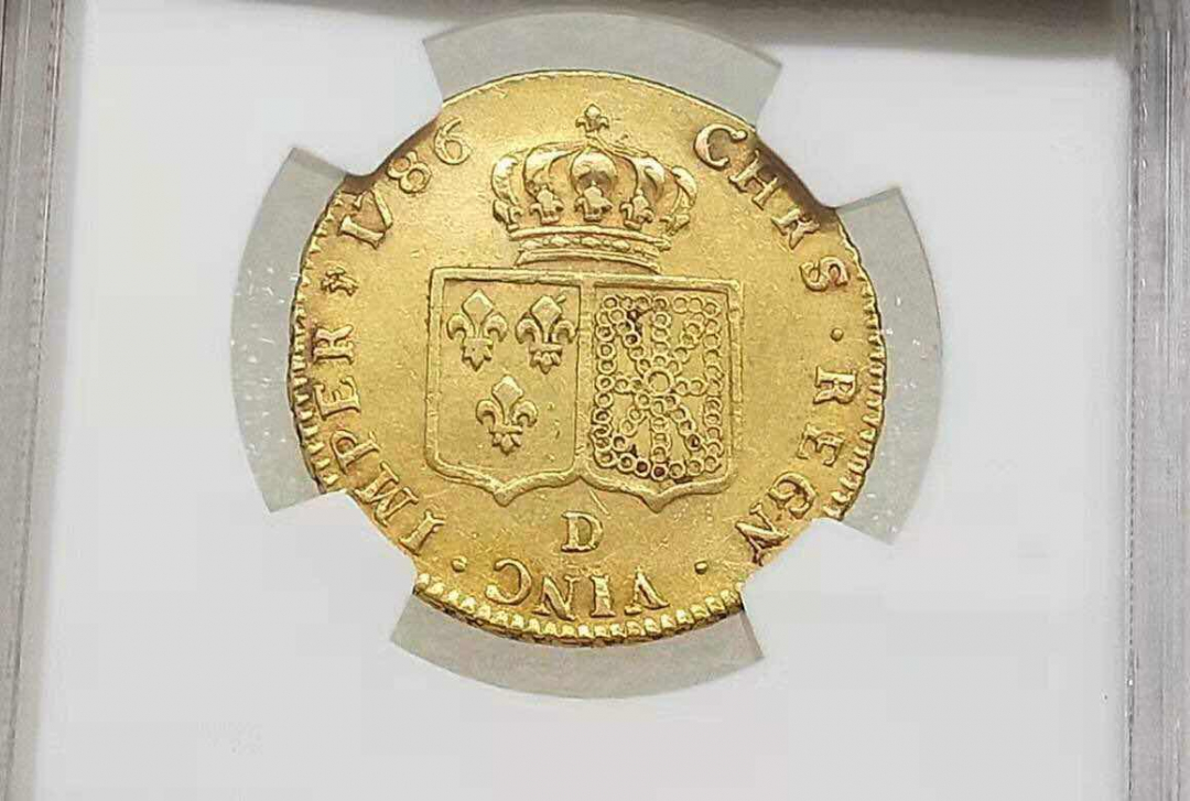 小魏钱币第29期中外金银币专场 NGC AU55法国路易十六世1786-D 年2路易金金币 15.3克 917金 少见版本