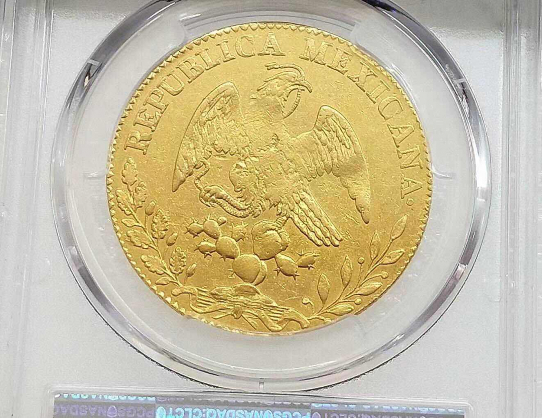 小魏钱币第29期中外金银币专场 PCGS VF 墨西哥1846年鹰洋8埃斯库多大金币26.97克875金