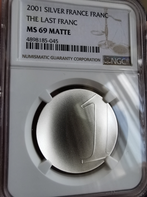 凡希社世界钱币微拍第九十五期 2001最后的法郎NGC-MS69