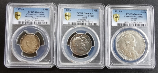 凡希社世界钱币微拍第九十五期 德国各时期2，5马克三枚一组PCGS-AUD