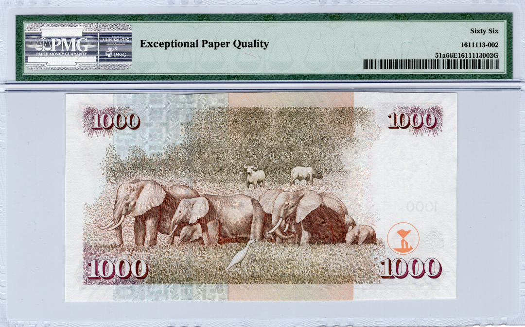 收藏联盟第九十五期拍卖 2005年肯尼亚1000先令 PMG66E