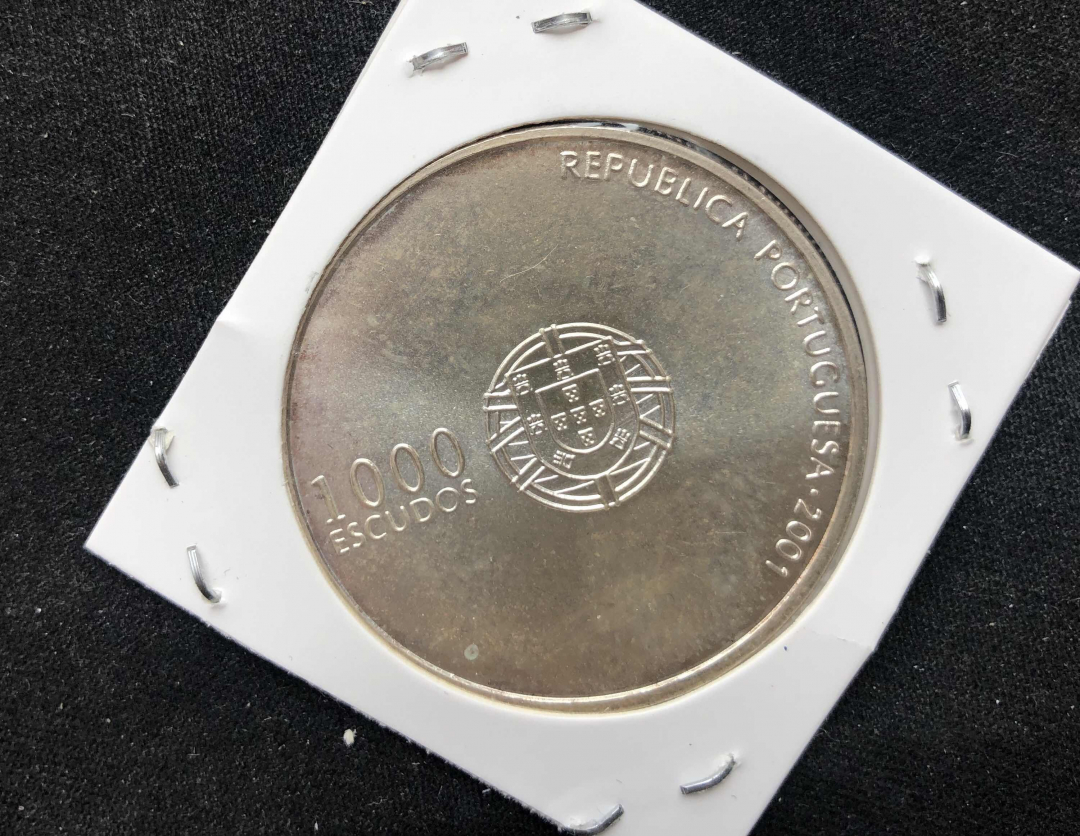 【币观天下】第七十八期拍卖 【葡萄牙】葡萄牙2001年1000埃斯库多 UEFA  足球纪念银币