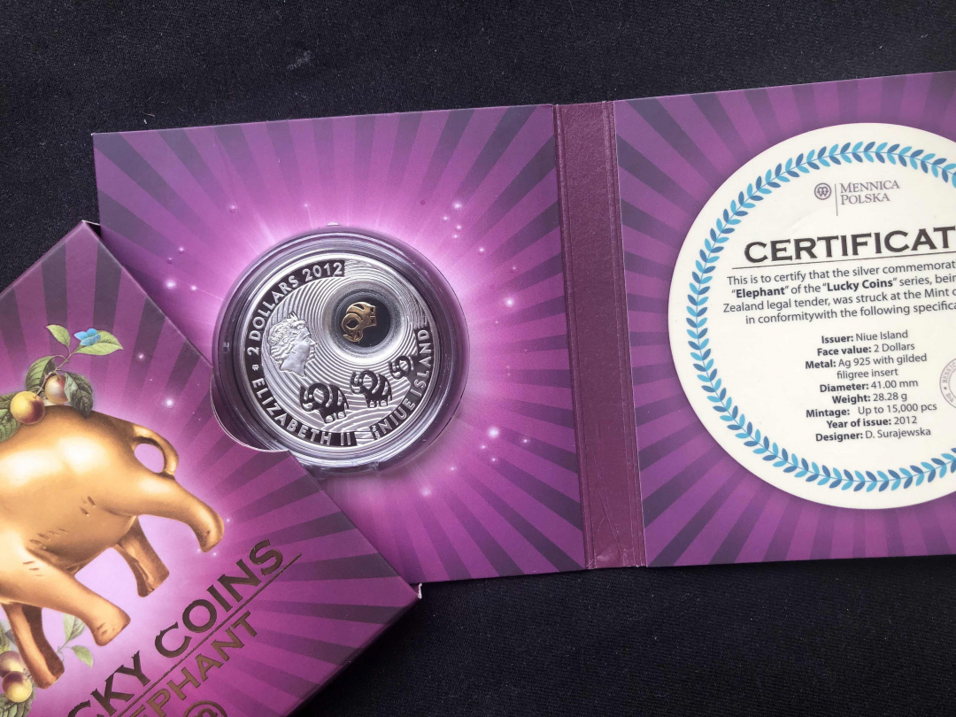【币观天下】第七十九期拍卖-现代币专场 【纽埃】2012幸运钱币系列大象银币【28.28g】
