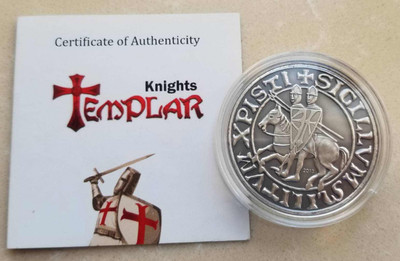 【随心拍&GetCoin】现代金银币拍卖第二十九期 帕劳2013年圣殿骑士团仿古镀银币 