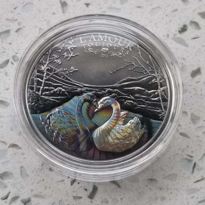 【随心拍&GetCoin】现代金银币拍卖第二十九期 喀麦隆2011年天鹅之爱仿古全息幻彩20克银币